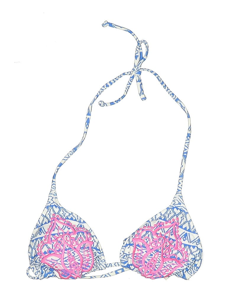 Pre-owned The Bikini Lab Swimsuit Top Blue Print Pattern Swimwear