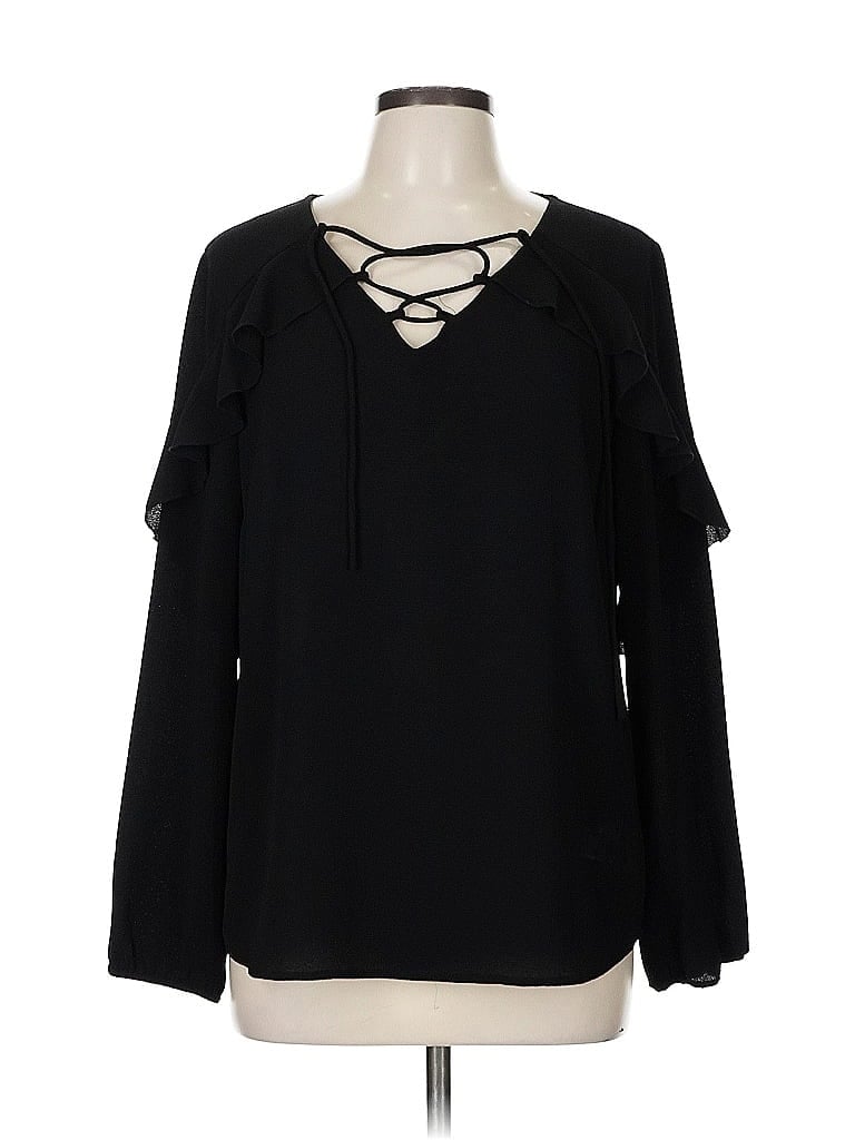 Pre-owned Tribal Long Sleeve Blouse In Black