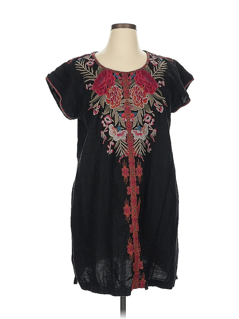 Johnny Was 100% Linen Paisley Black Casual Dress Size XL - photo 1