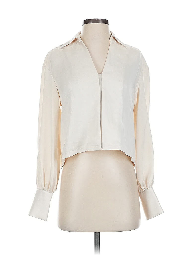 Pre-owned Dkny Long Sleeve Blouse In White