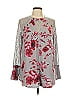 Suzanne Betro Floral Gray Long Sleeve Top Size L - photo 1