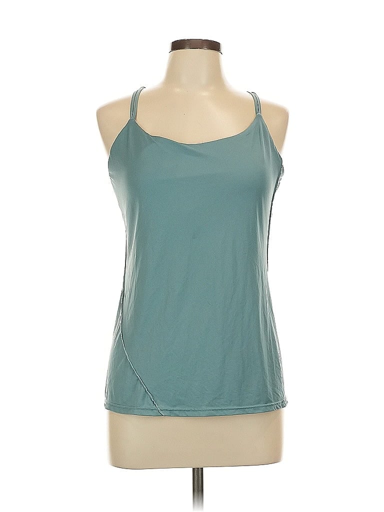 Mountain Hardwear 100% Polyester Solid Teal Active Tank Size L - photo 1