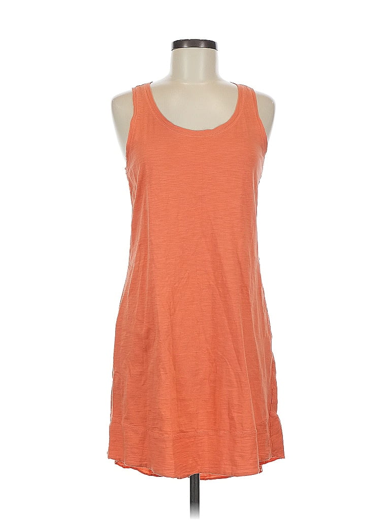 Life Is Good 100% Cotton Solid Orange Casual Dress Size M - photo 1