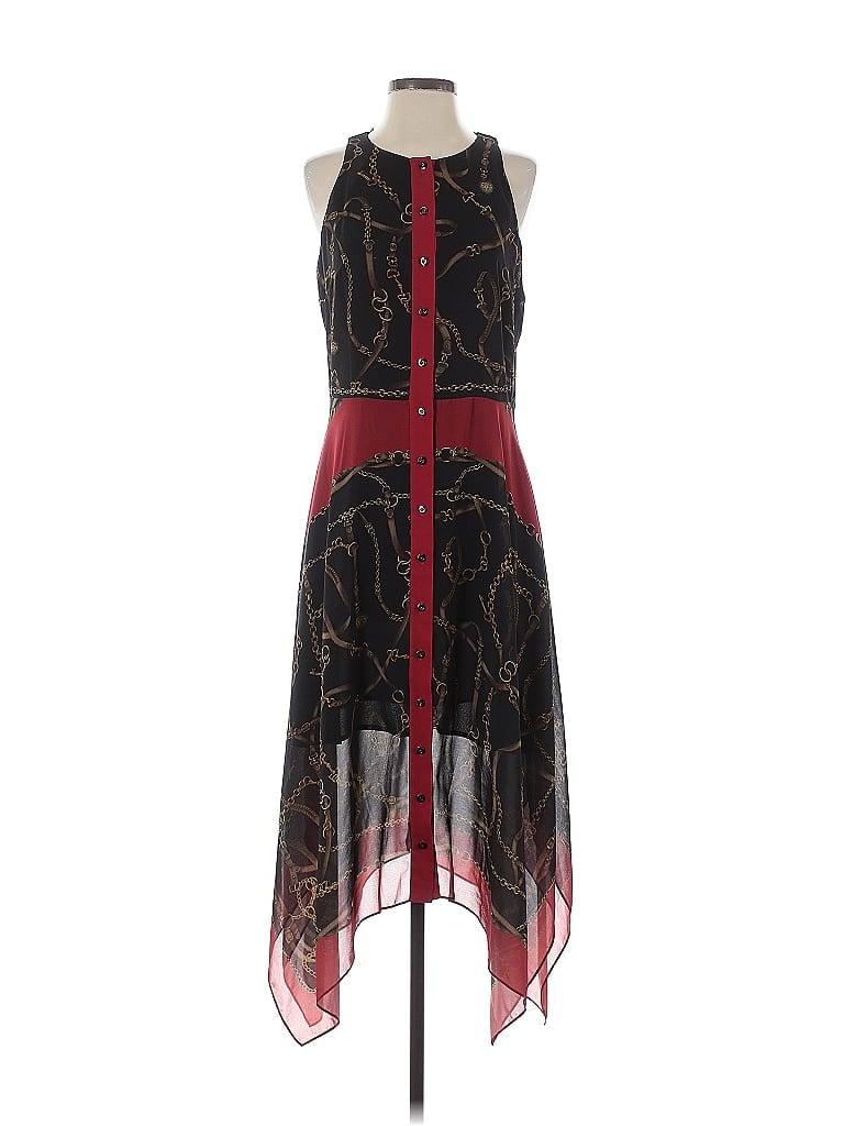 W by Worth 100% Polyester Graphic Red Black Cocktail Dress Size 4 - photo 1