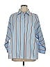Akris Punto 100% Baumwolle Stripes Blue 3/4 Sleeve Blouse Size 14 - photo 1