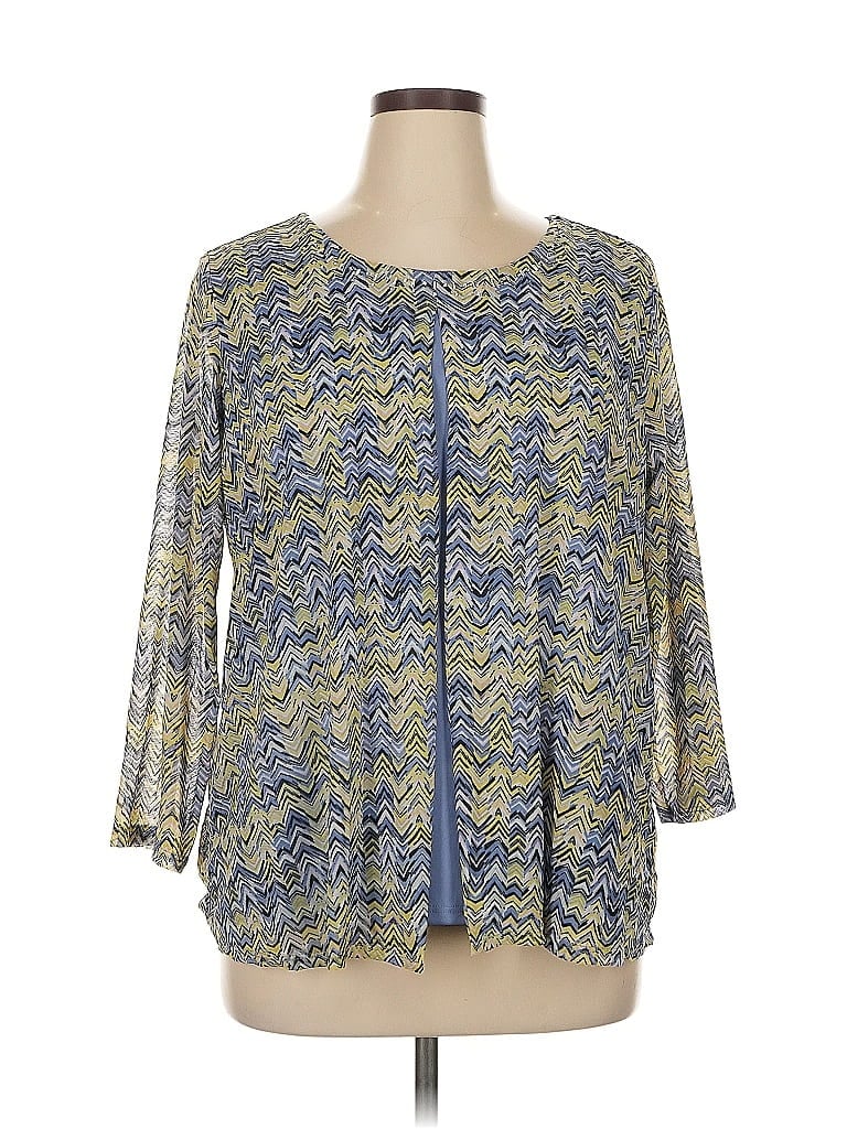 Notations Blue 3/4 Sleeve Blouse Size 1X - photo 1