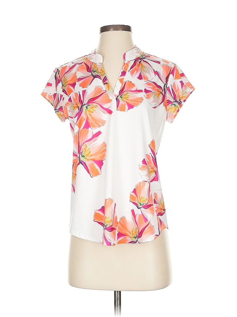 Chico's Floral White Short Sleeve Blouse Size S - photo 1