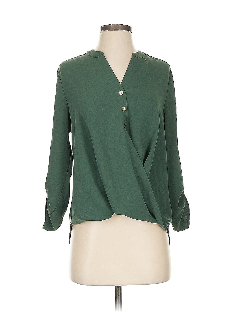 IMAN 100% Polyester Green 3/4 Sleeve Blouse Size S - photo 1