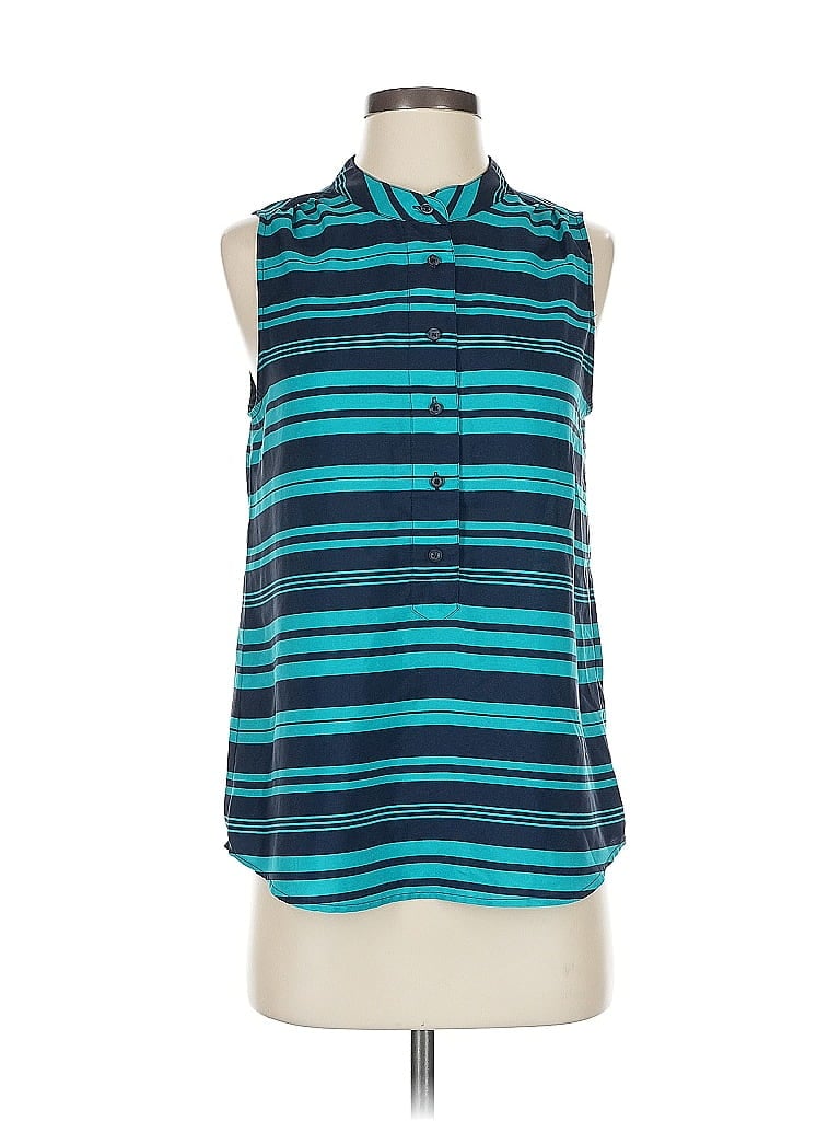 Pre-owned J.crew Factory Store Sleeveless Button Down Shirt In Blue