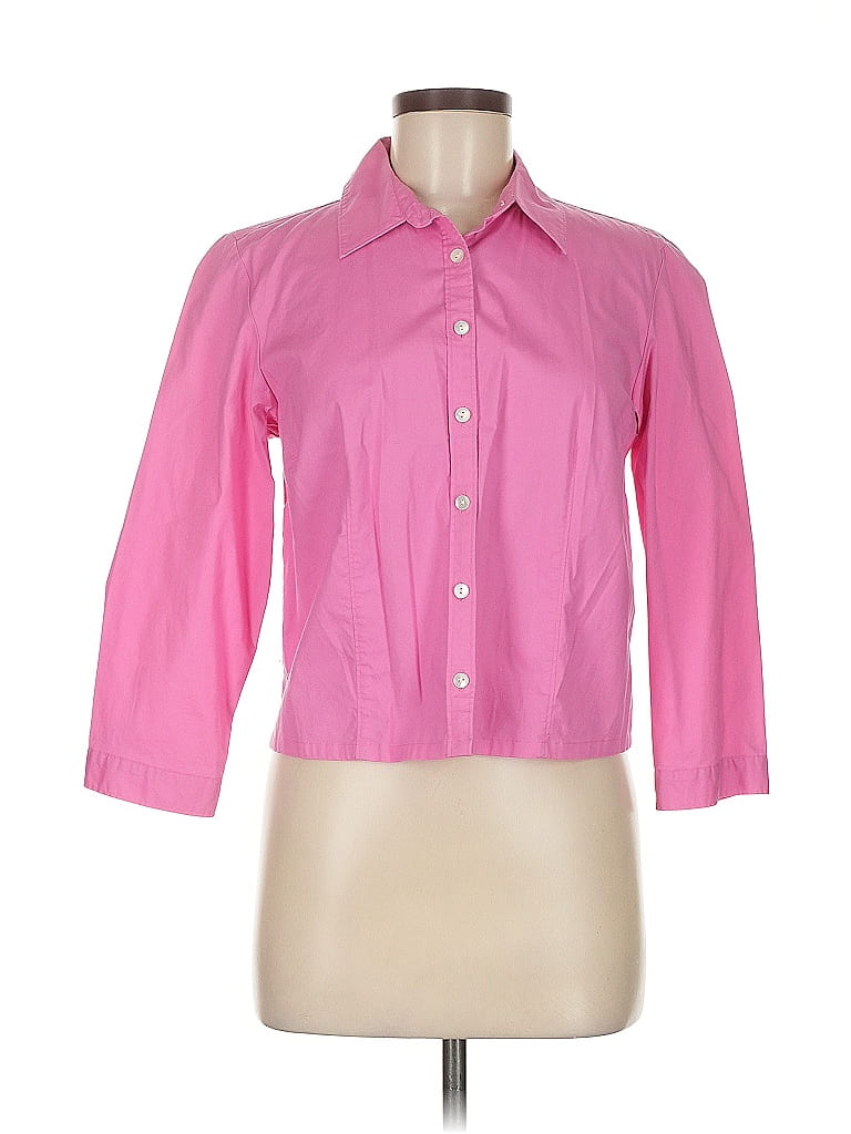 Pre-owned Ann Taylor 3/4 Sleeve Button Down Shirt In Pink