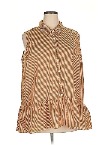 LOGO by Lori Goldstein Sleeveless Button-Down Shirt (view 1)