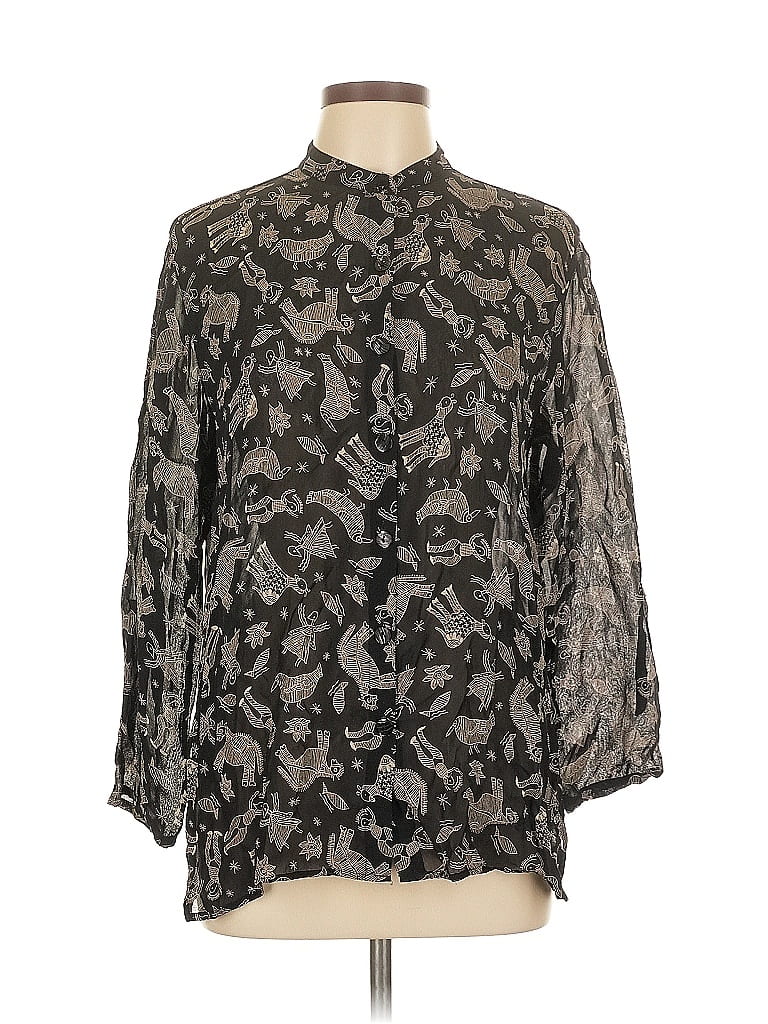 Chico's Design 100% Rayon Paisley Gray Long Sleeve Blouse Size L - photo 1