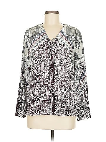 Ecru Long Sleeve Silk Top (view 1)