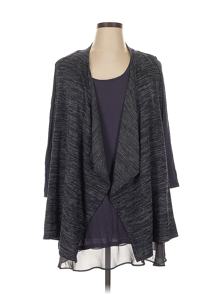 LOGO by Lori Goldstein Gray Cardigan Size XL - photo 1