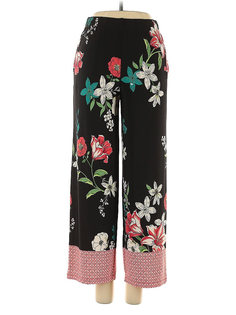 Susan Graver Floral Black Casual Pants Size XXS - photo 1