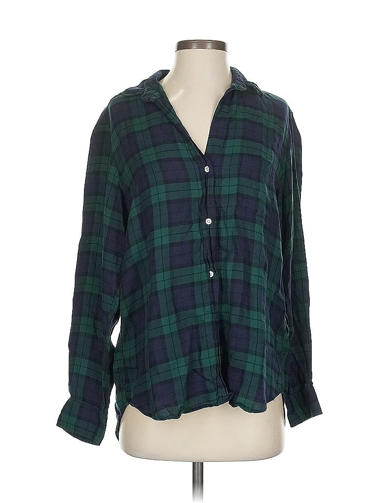 Pre-owned Grayson Long Sleeve Blouse In Green