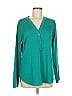 Isaac Mizrahi LIVE! 100% Cotton Teal Long Sleeve Blouse Size M - photo 1