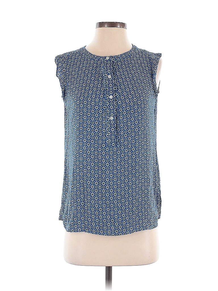 Pre-owned Ann Taylor Loft Sleeveless Blouse In Blue