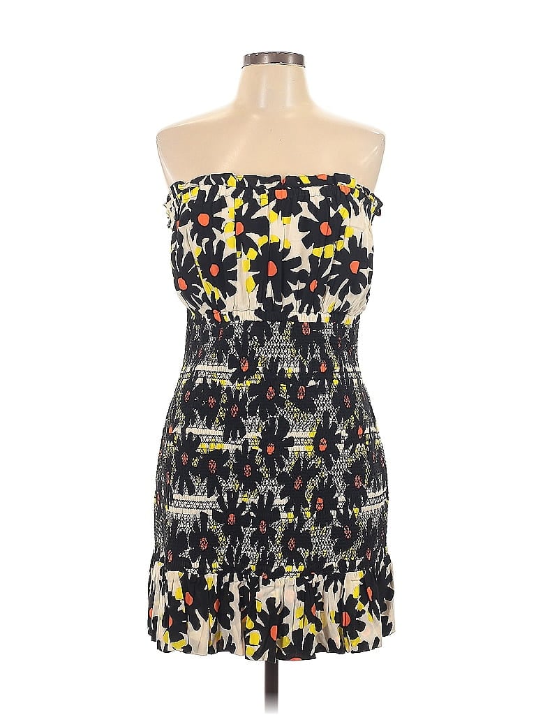 Plenty By Tracy Reese 100% Viscose Print Black Yellow Cocktail Dress Size L - photo 1