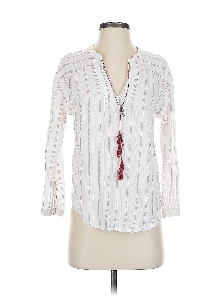 Pre-owned Rails 3/4 Sleeve Blouse In White
