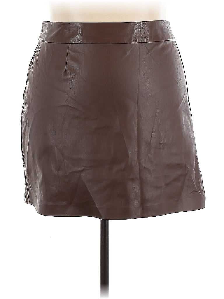 The Drop 100% Polyurethane Brown Faux Leather Skirt Size 4X - photo 1