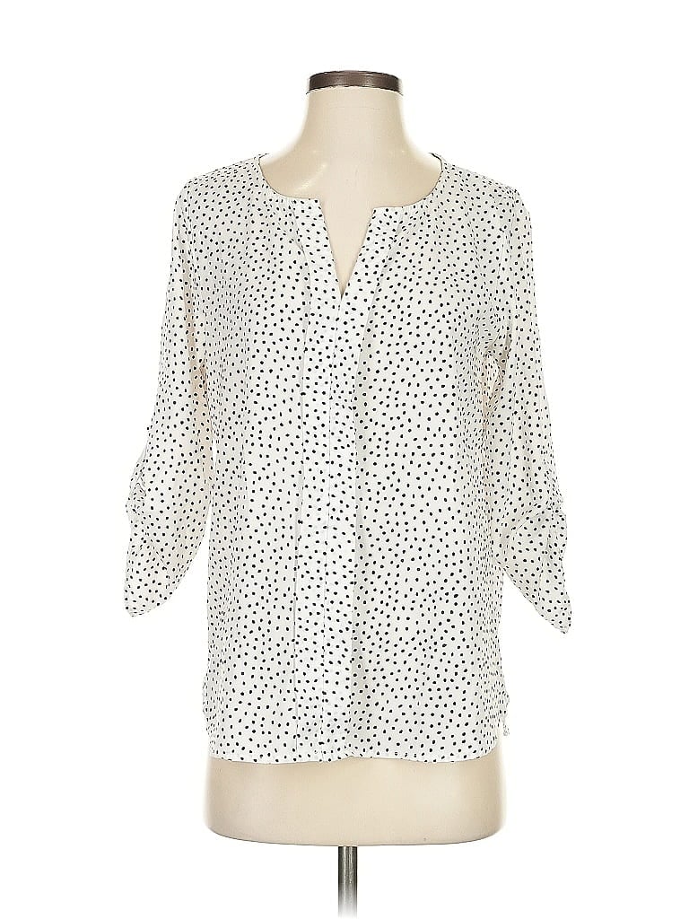 West Kei 100% Polyester Polka Dots Ivory White 3/4 Sleeve Blouse Size S - photo 1