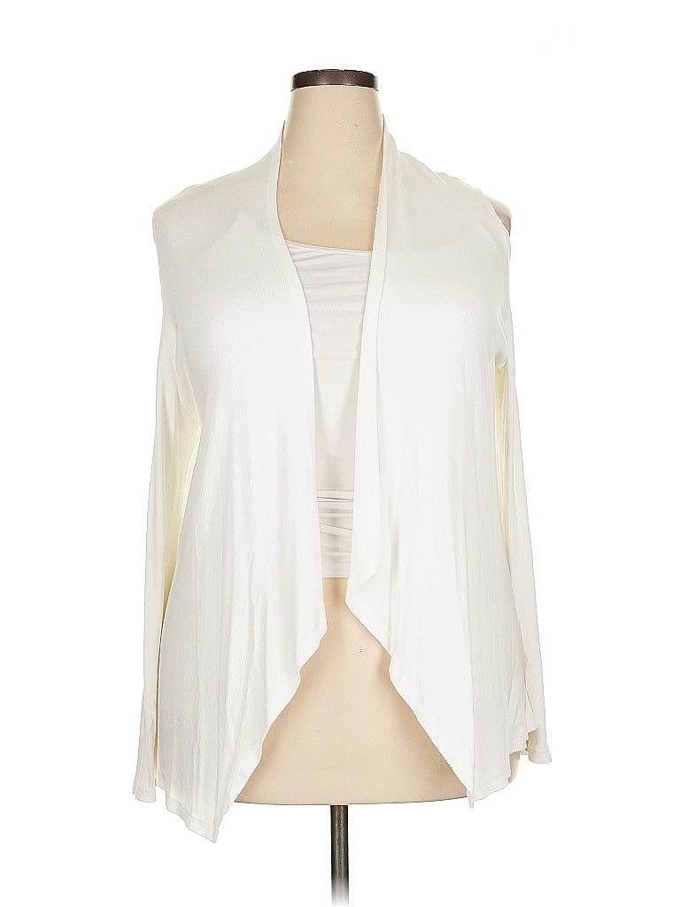 Pre-owned Inc International Concepts Cardigan Sweater In White