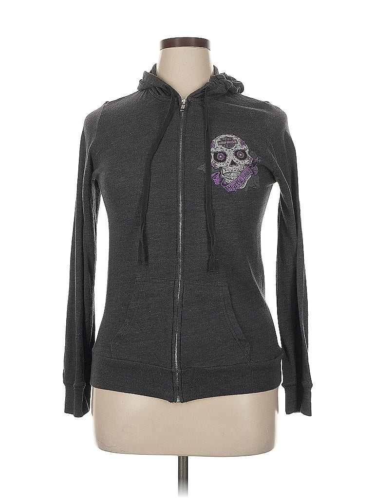 Harley Davidson Gray Zip Up Hoodie Size XL (estimated) - photo 1