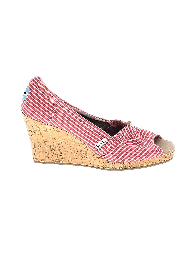 TOMS Stripes Pink Red Wedges Size 8 1/2 (wide) - photo 1