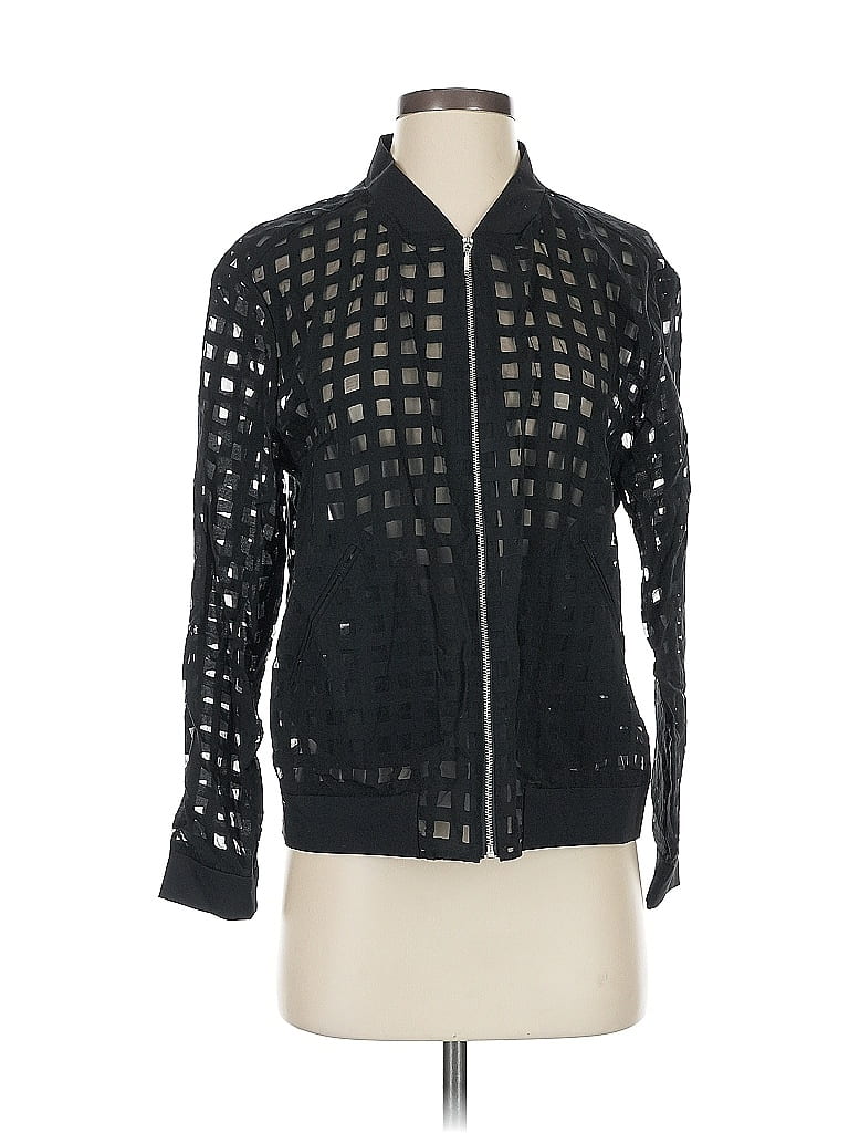 Pre-owned Zara Basic Long Sleeve Top Black Mock Neckline Tops