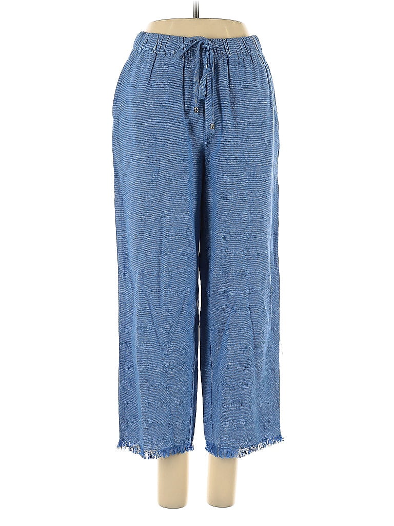 Susan Graver Chevron-herringbone Blue Linen Pants Size XXS - photo 1