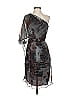 Black Halo 100% Silk Graphic Gray Cocktail Dress Size 2 - photo 1