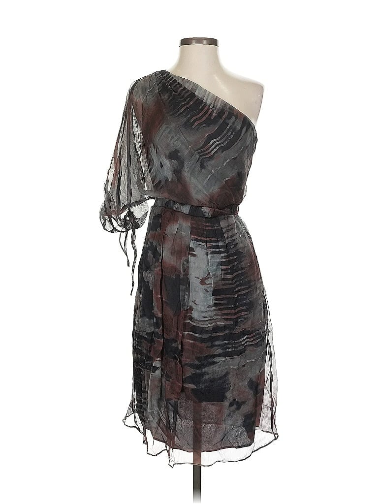 Black Halo 100% Silk Graphic Gray Cocktail Dress Size 2 - photo 1