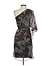Black Halo 100% Silk Graphic Gray Cocktail Dress Size 2 - photo 2