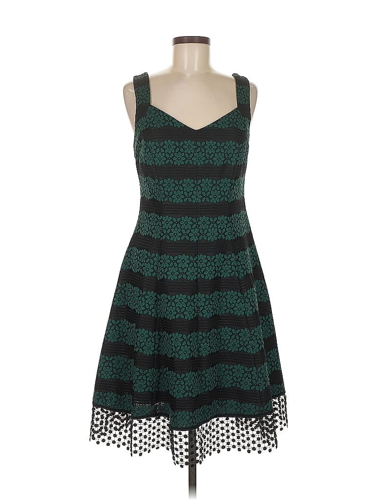 Donna Ricco Chevron-herringbone Green Cocktail Dress Size 8 - photo 1