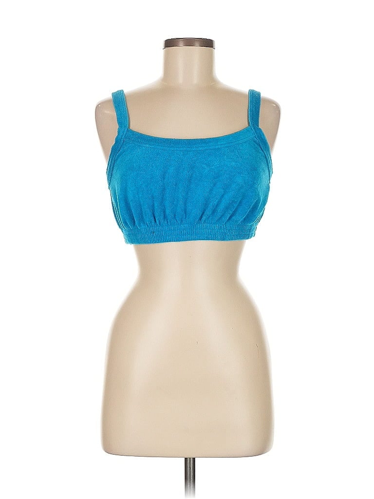Pre-owned Nia Tank Top Blue Strapless Neckline Tops