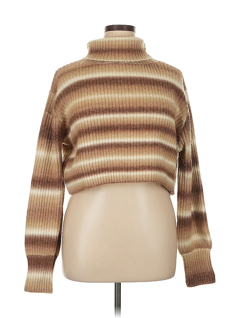 12th Tribe Stripes Tan Turtleneck Sweater Size XL - photo 1