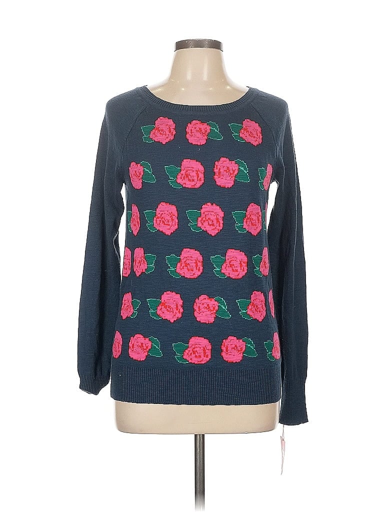 Mossimo Supply Co. 100% Cotton Floral Blue Pullover Sweater Size L - photo 1