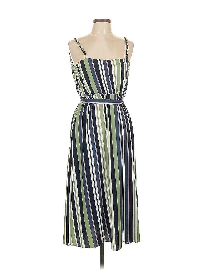 Ann Taylor LOFT Outlet Stripes Green Casual Dress Size L - photo 1