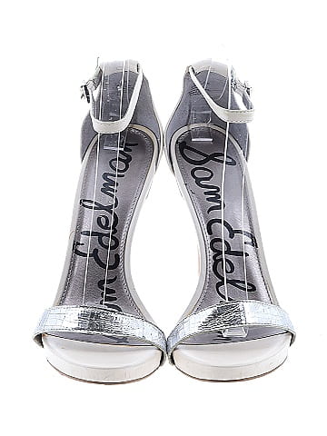 Sam Edelman Silver Ivory Heels Size 9 1/2