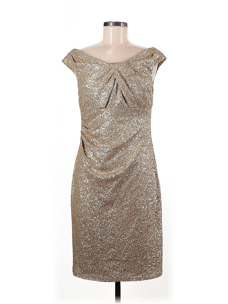 David Meister Metallic Gold Cocktail Dress Size 6 - photo 1