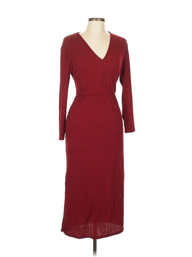 Bershka Burgundy Casual Dress Size L - photo 1