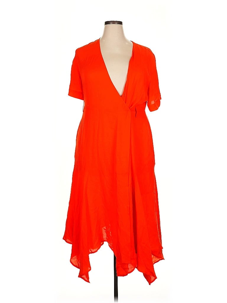 A.L.C. 100% Silk Orange Casual Dress Size 18 - photo 1