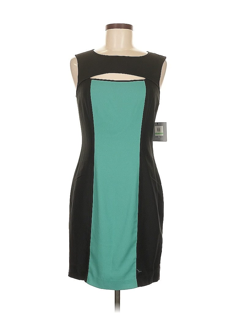 Marc New York Andrew Marc 100% Polyester Color Block Teal Cocktail Dress Size 8 - photo 1