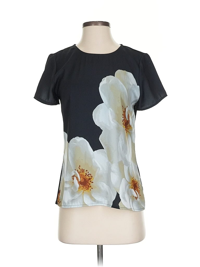 Pre-owned 41hawthorn Short Sleeve Top Black Keyhole Neckline Tops