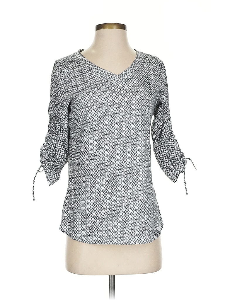 Pre-owned Christopher & Banks 3/4 Sleeve Blouse In Gray