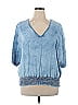 Marc New York Andrew Marc 100% Tencel Blue 3/4 Sleeve Blouse Size 1X - photo 1