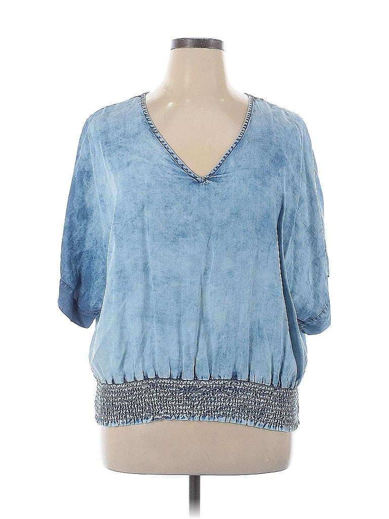 Marc New York Andrew Marc 100% Tencel Blue 3/4 Sleeve Blouse Size 1X - photo 1