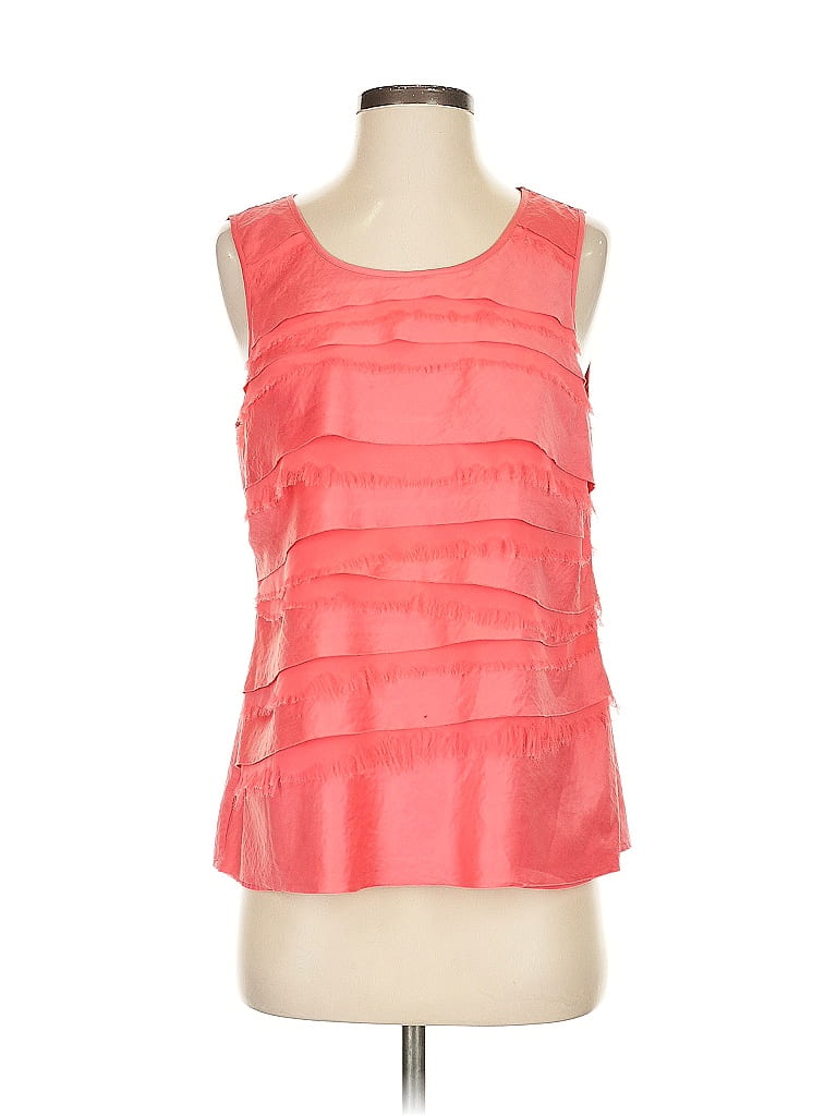 Pre-owned Christopher & Banks Tank Top Pink Ruffles Neckline Tops