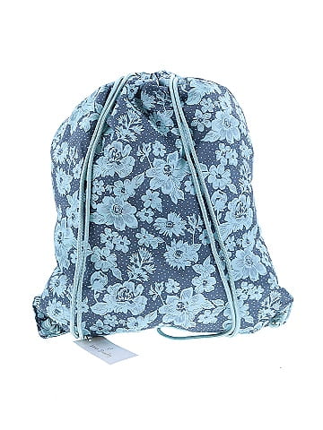Vera Bradley Rain Garden Navy Mint Drawstring Backsack (view 2)